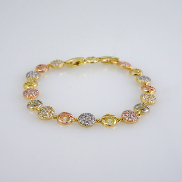 Woman Bracelets/ Pulseras Dama/  Zircon Stone/  Three Tone// B929 - Image 2