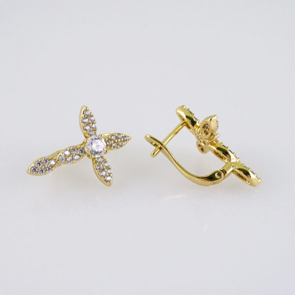 Woman Earrings / Aretes Dama/  Zircon Stone/  14k Real Color// E1163 - Image 2