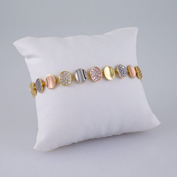 Women Bracelets/ Pulseras Dama/  Zircon Stone/ Three Tone// B988