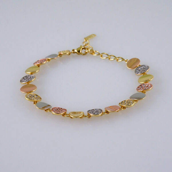 Women Bracelets/ Pulseras Dama/  Zircon Stone/ Three Tone// B988