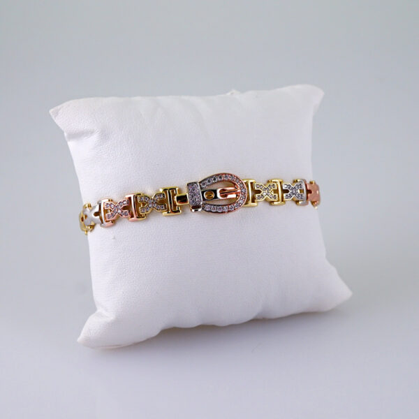 Woman Bracelets/ Pulseras Dama/ Zircon Stone/Three Tone// B1086