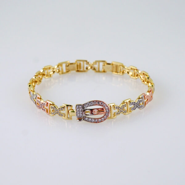 Woman Bracelets/ Pulseras Dama/ Zircon Stone/Three Tone// B1086