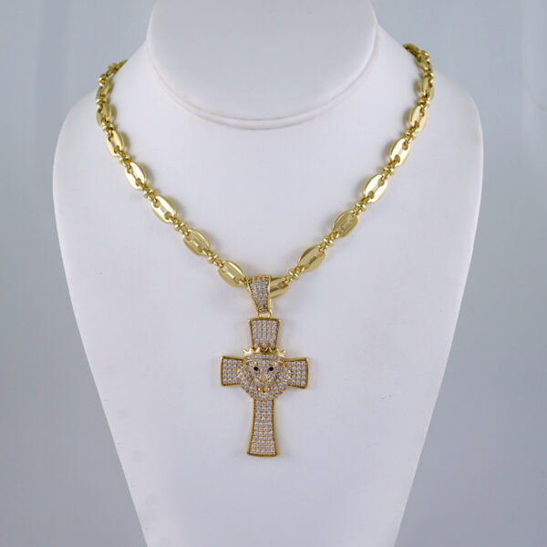 Cadenas & Colgantes/ Chain Men/Pendants/  Zircon Stone/  14K Real Color/  8mm x60cm// SET1162