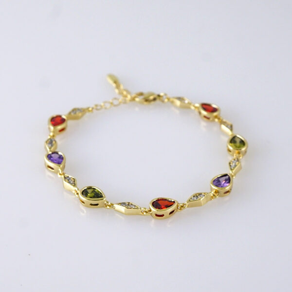 Women's Bracelets-Pulseras Dama-Zircon Stone-14K Real Color-Stainless Steel-B1274