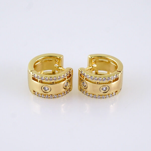 Women Earrings/ Aretes Dama/ Zircon Stone/ 14K Real Color/ Stainless Steel// E1678