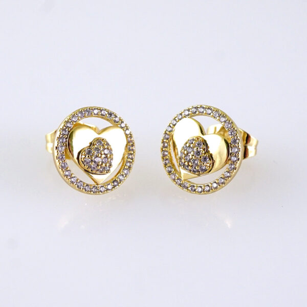 Women Earrings/ Aretes Dama/ Zircon Stone/ 14K Real Color/ Stainless Steel// E1682