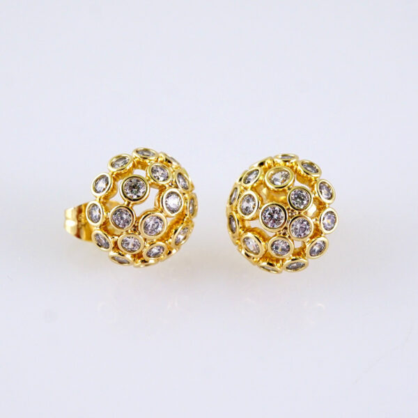 Women Earrings/ Aretes Dama/ Zircon Stone/ 14K Real Color/ Stainless Steel// E1683