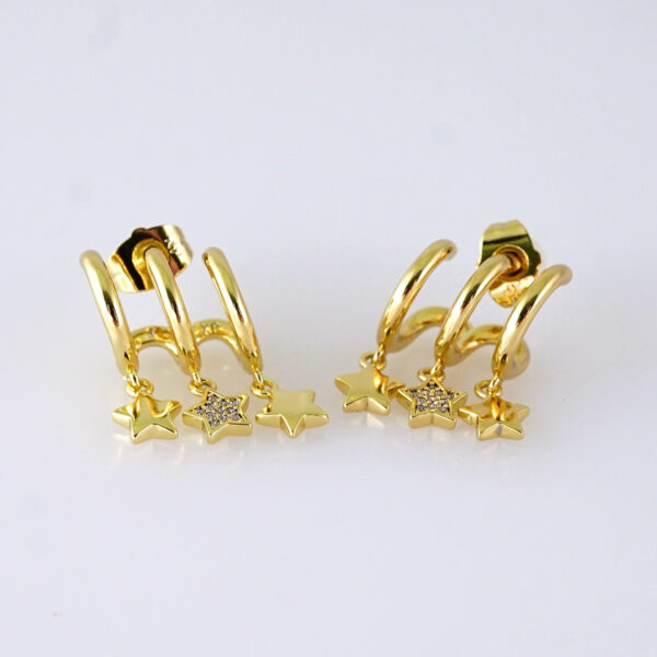 Women Earrings/ Aretes Dama/ Zircon Stone/ 14K Real Color/ Stainless Steel// E1689