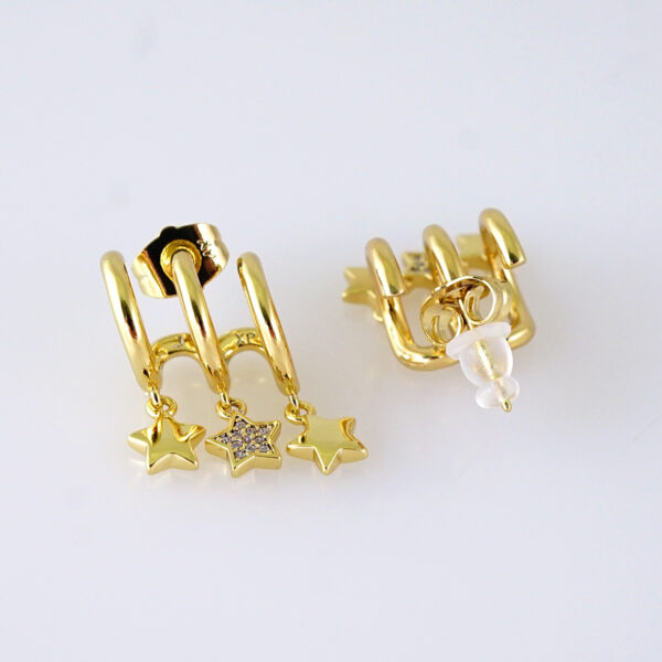 Women Earrings/ Aretes Dama/ Zircon Stone/ 14K Real Color/ Stainless Steel// E1689