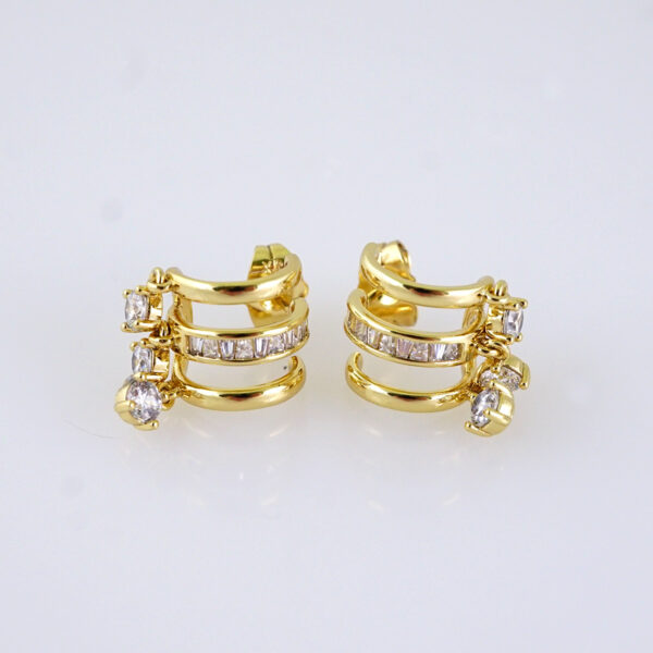 Women Earrings/ Aretes Dama/ Zircon Stone/ 14K Real Color/ Stainless Steel// E1701