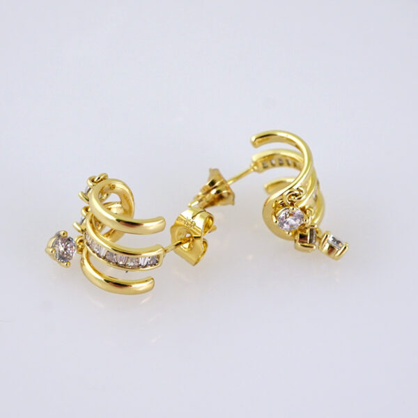 Women Earrings/ Aretes Dama/ Zircon Stone/ 14K Real Color/ Stainless Steel// E1701