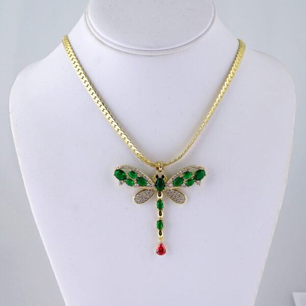 SET1380 Cadenas & Colgantes - Chain & Pendants - Green  Zircon Stone - 14K Real Color / 5mmX50cm