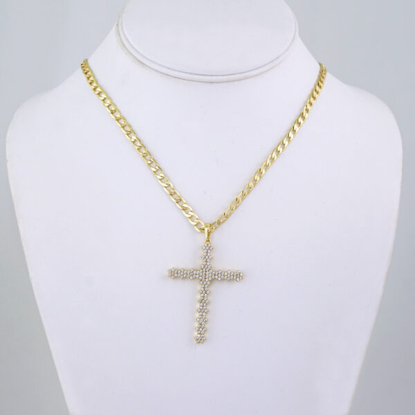 SET1384 Cadenas & Colgantes - Chain & Pendants - White Zircon Stone - 14K Real Color / 4mmX60cm