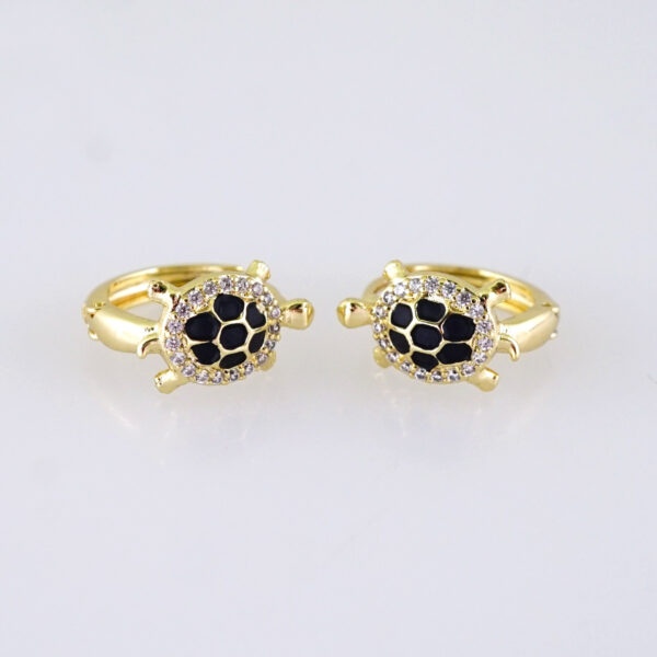 E1747 Women's Earrings - Aretes Dama - Zircon Stone - 14K Real Color/ Black