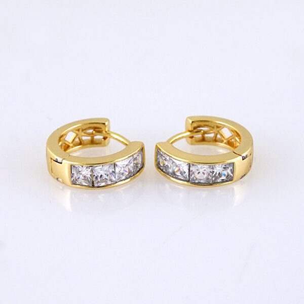 E1759 Women's Earrings - Aretes Dama - Zircon Stone - 14K Real Color - Stainless Steel-