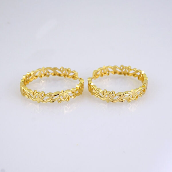 E1763 Earrings Women/ Aretes Dama/ Plain/ 14k Real Color/