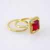 R113E RING - ANILLO - Zircon Stone - 14K Real Color - Wedding
