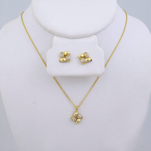 SET1404 Cadenas & Colgantes & Aretes/ Chain & Pendants & Earrings  /14K Real Color/Zircon Stone/