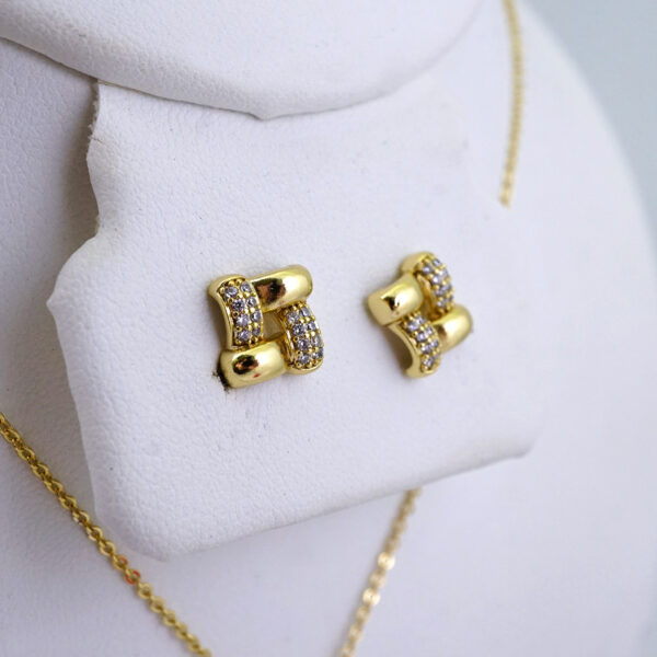 SET1404 Cadenas & Colgantes & Aretes/ Chain & Pendants & Earrings  /14K Real Color/Zircon Stone/