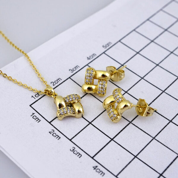 SET1404 Cadenas & Colgantes & Aretes/ Chain & Pendants & Earrings  /14K Real Color/Zircon Stone/
