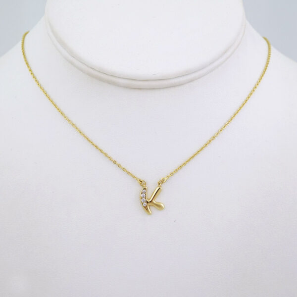 SET1416 Cadenas & Colgantes/ Chain W/Pendants/ Letter  " K " 14K Real Color/ Zircon Stone