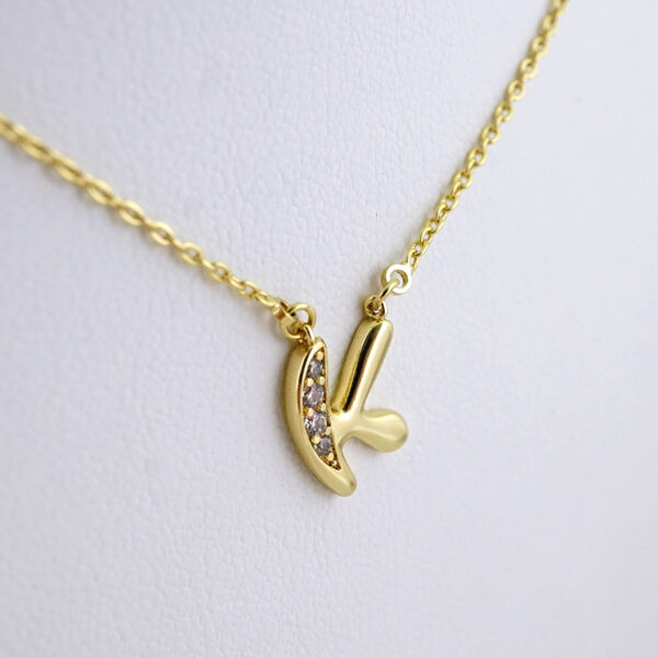 SET1416 Cadenas & Colgantes/ Chain W/Pendants/ Letter  " K " 14K Real Color/ Zircon Stone - Image 2