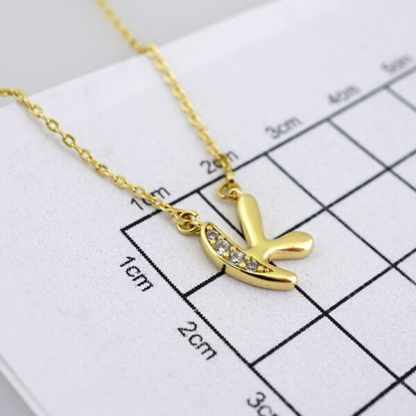 SET1416 Cadenas & Colgantes/ Chain W/Pendants/ Letter  " K " 14K Real Color/ Zircon Stone - Image 3