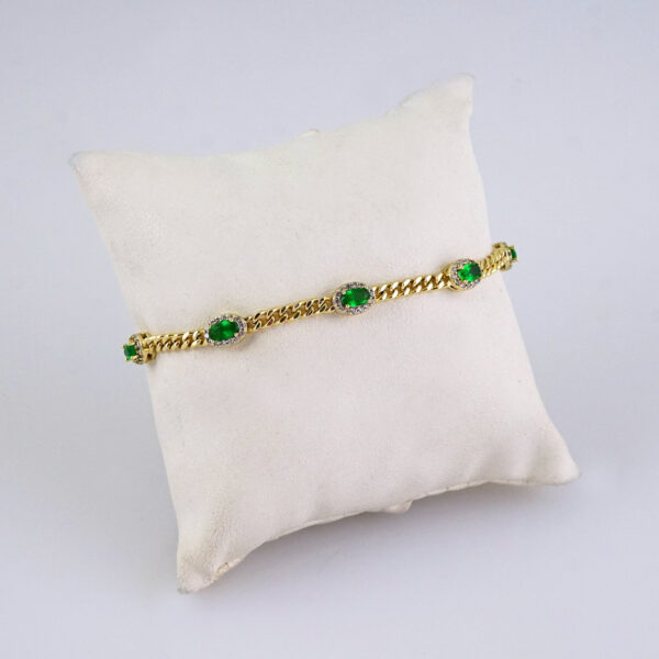B1340 Women's Bracelet - Pulseras Dama - Zircon Stone - 14K Real Color/ Green