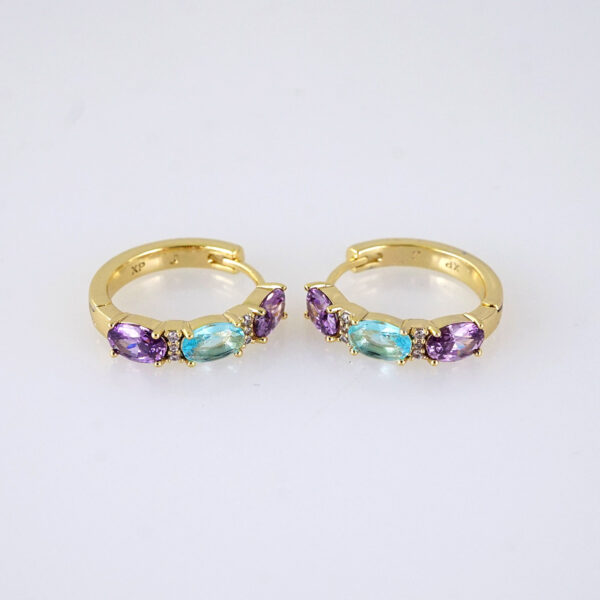 E1806 Women's Earrings - Aretes Dama - Zircon Stone Multi Color - 14K Real Color