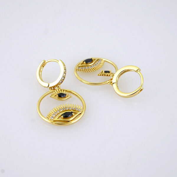 E1813 Women's Earrings - Aretes Dama - Zircon Stone/14k Real Color/ Black