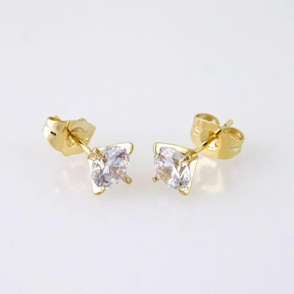 E1838 Earrings - Aretes - Zircon Stone - 14K Real Color