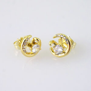 E1839 Earrings - Aretes - Zircon Stone - 14K Real Color