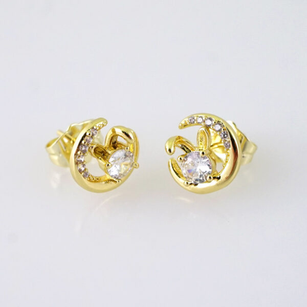 E1839 Earrings - Aretes - Zircon Stone - 14K Real Color