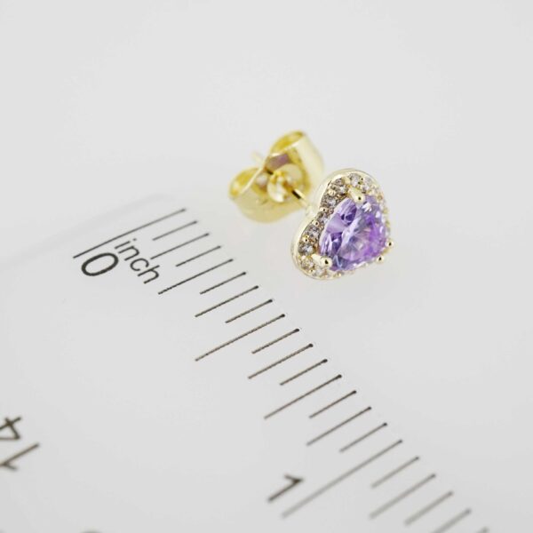 E1893 Earrings - Aretes - Zircon Stone - 14K Real Color - Violet