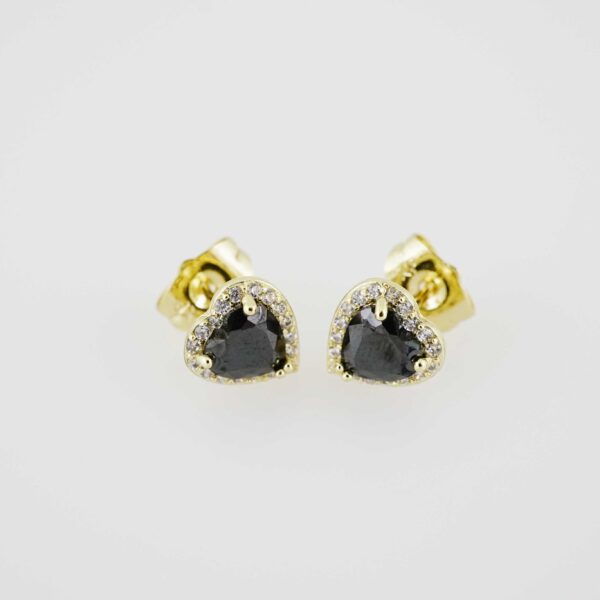 E1895 Earrings - Aretes - Zircon Stone - 14K Real Color - Black