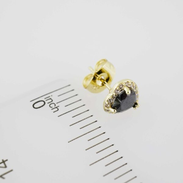 E1895 Earrings - Aretes - Zircon Stone - 14K Real Color - Black