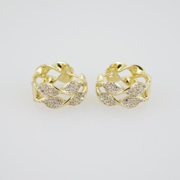 E1903 Earrings - Aretes - Zircon Stone - 14K Real Color
