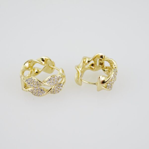 E1903 Earrings - Aretes - Zircon Stone - 14K Real Color