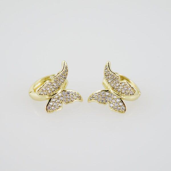 E1909 Earrings - Aretes - Zircon Stone - 14K Real Color