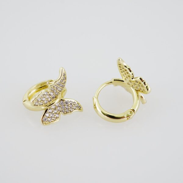 E1909 Earrings - Aretes - Zircon Stone - 14K Real Color