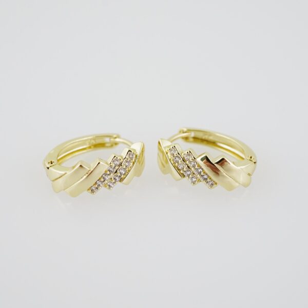 E1910 Earrings - Aretes - Zircon Stone - 14K Real Color