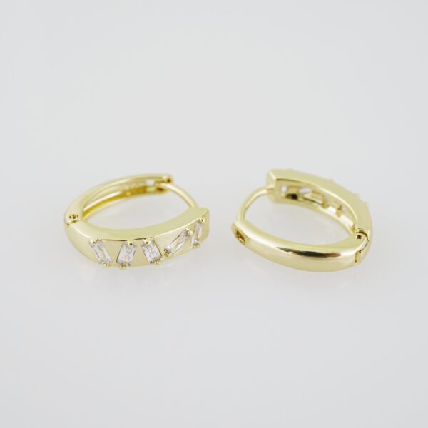 E1911 Earrings - Aretes - Zircon Stone - 14K Real Color