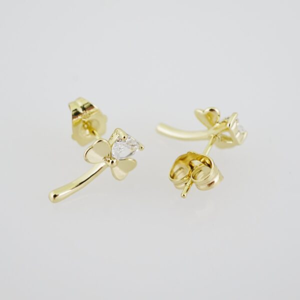 E1922 Earrings - Aretes - Zircon Stone - 14K Real Color
