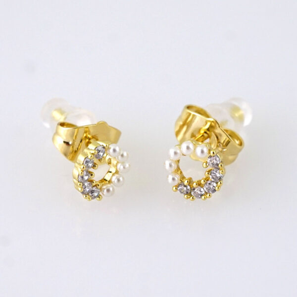 E1844 Earrings - Aretes - Zircon Stone - 14K Real Color