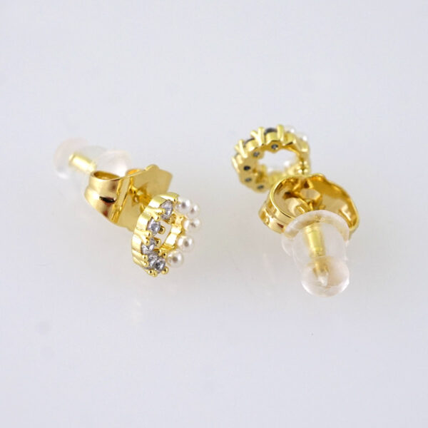 E1844 Earrings - Aretes - Zircon Stone - 14K Real Color