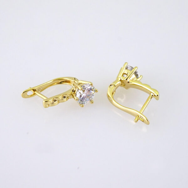 E1852 Earrings - Aretes - Zircon Stone - 14K Real Color