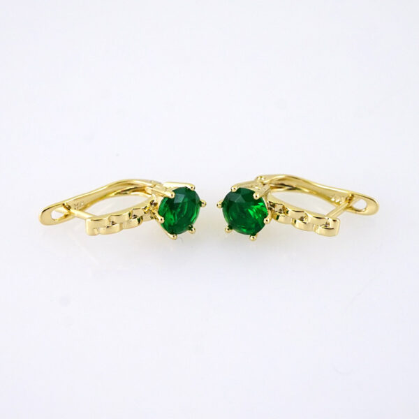 E1854 Earrings - Aretes - 14K Real Color - Green