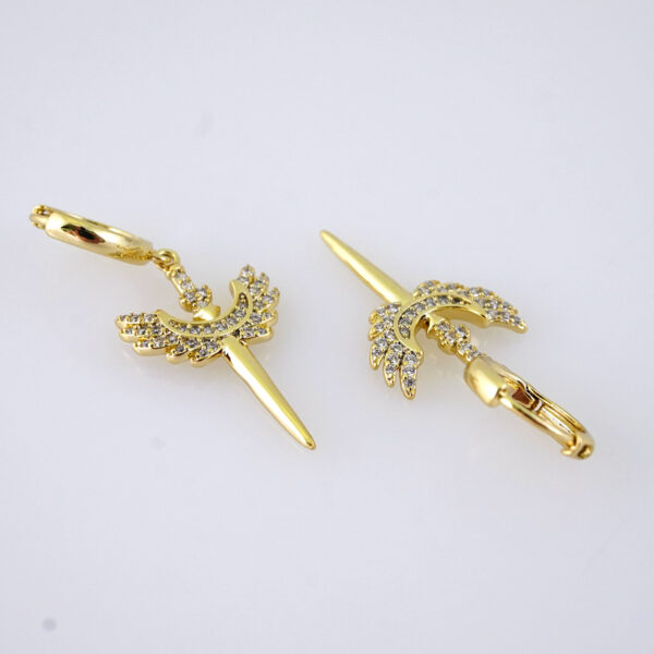 E1856 Earrings - Aretes - Zircon Stone - 14K Real Color