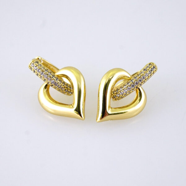 E1858 Earrings - Aretes - Zircon Stone - 14K Real Color