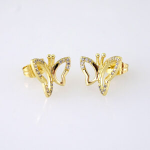 E1866 Earrings - Aretes - Zircon Stone - 14K Real Color